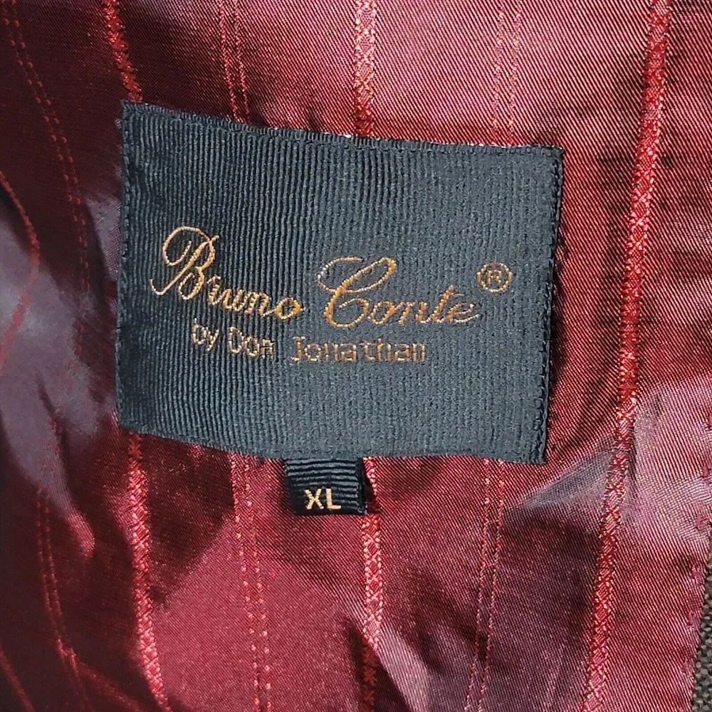 Bruno Conte Don Jonathan Men's Flannel Sport Coat Blazer‎ Two Button Brown XL